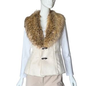 INC International Concepts Faux Suede Vest with Faux Fur Collar Size Medium